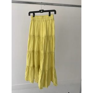 Mara Hoffman Womens High Waisted Elastic Waist Pull-On Tiered Pants Yellow XS